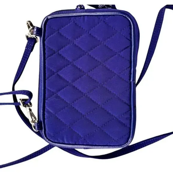 Vera Bradley Womens Blue Crossbody Quilted Lightweight Pockets 2 Zips Small - Picture 3 of 8